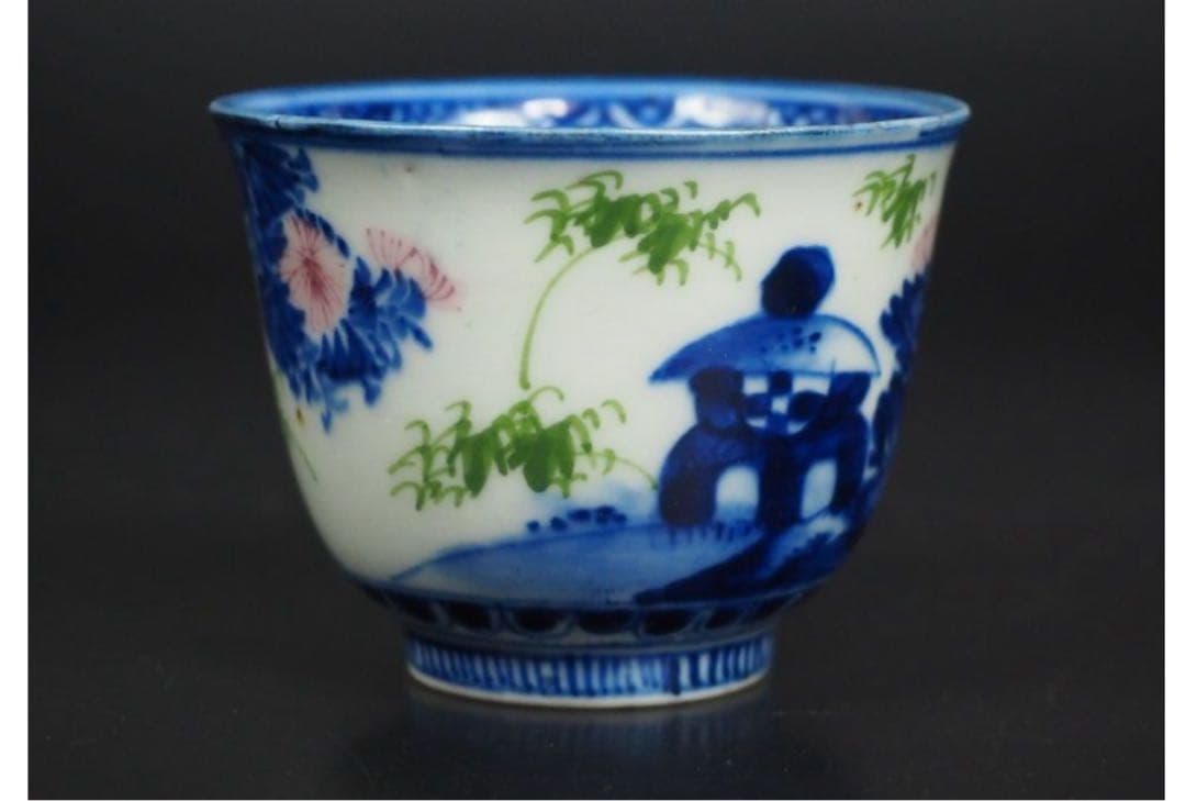 送料無料　幕末～明治『角富』銘　煎茶碗5客　希少　茶道具