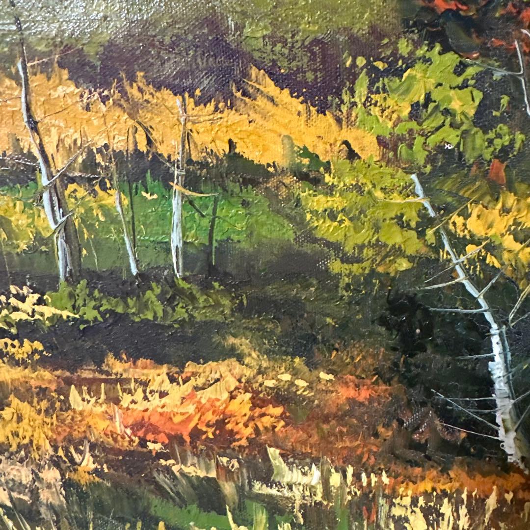 星野数男「尾瀬風景」油彩 真作 F10額装 油絵 大型絵画 風景画 美術品