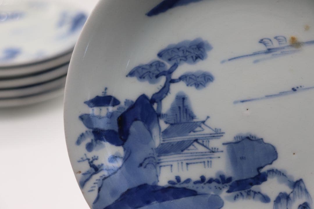 染付　山水紋中皿6点　送料込み0425