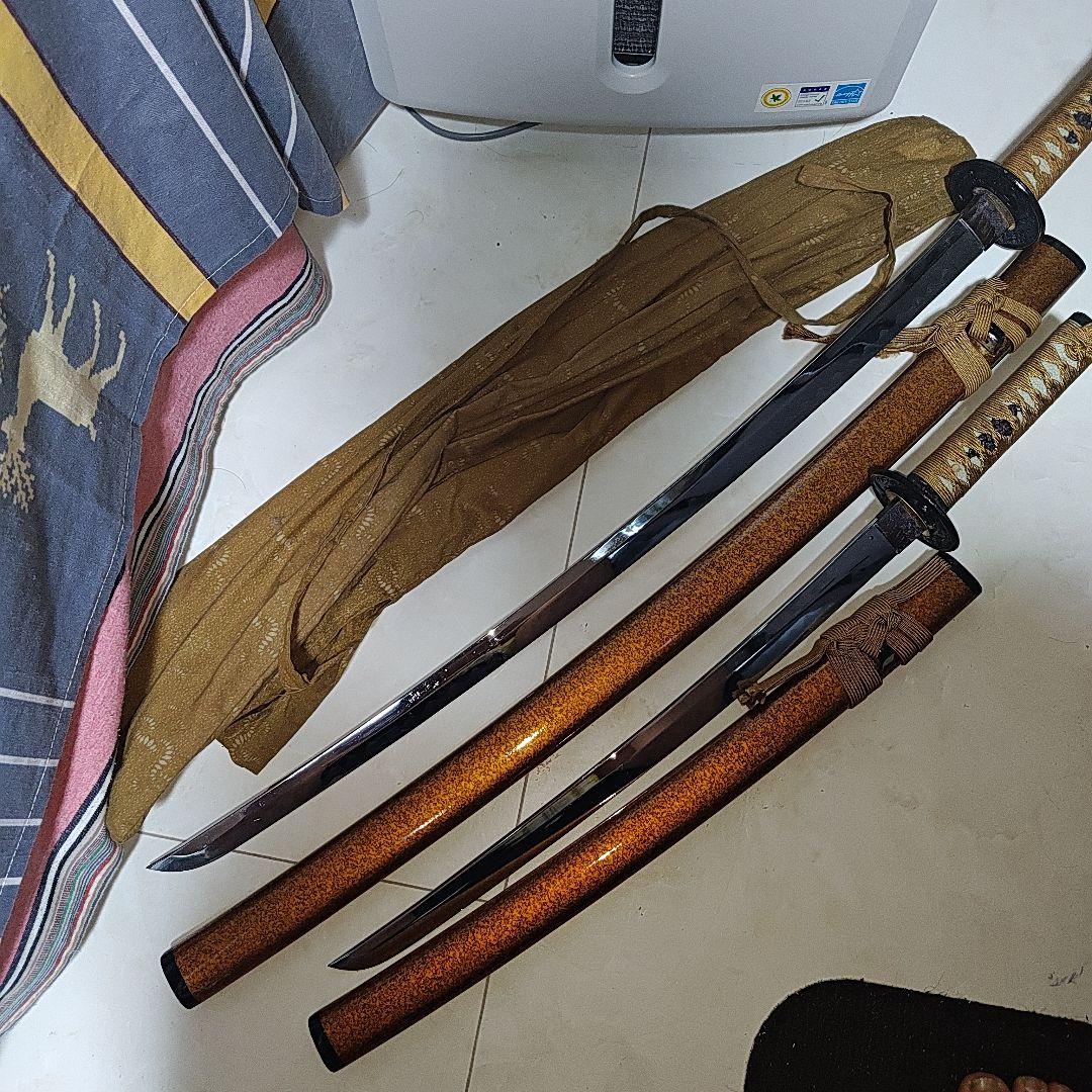 模造刀 2本 黄塗鞘 袋付き ジャンク扱い