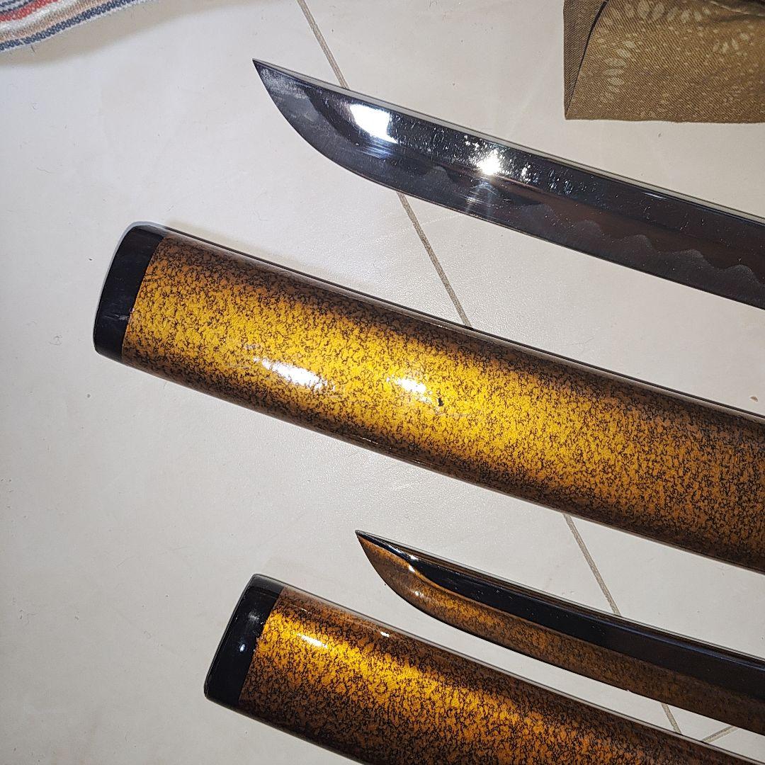 模造刀 2本 黄塗鞘 袋付き ジャンク扱い