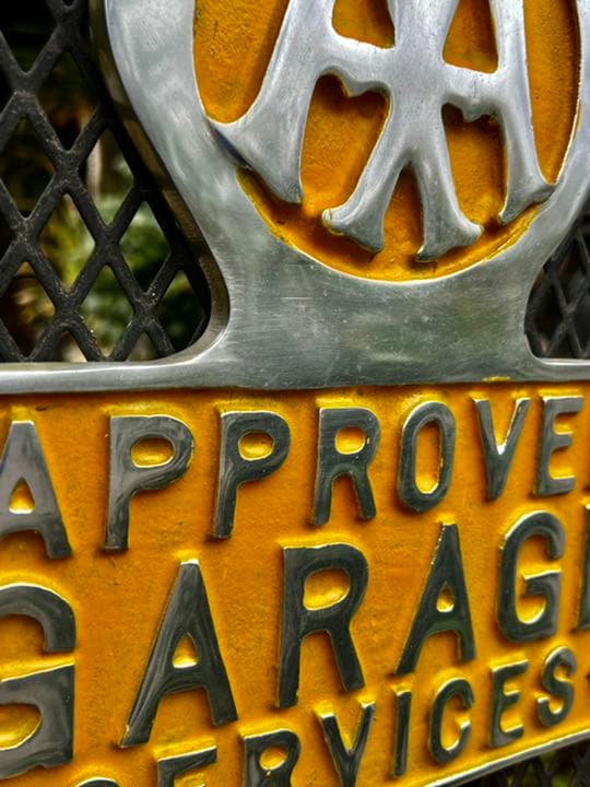 希少！ヴィンテージAA看板アルミ製、GARAGEサイン英国ロードサービス看板