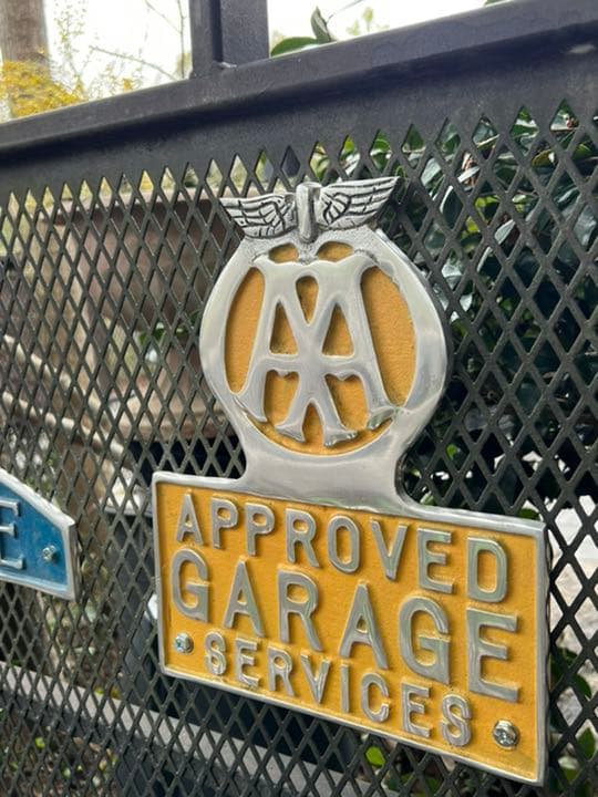 希少！ヴィンテージAA看板アルミ製、GARAGEサイン英国ロードサービス看板