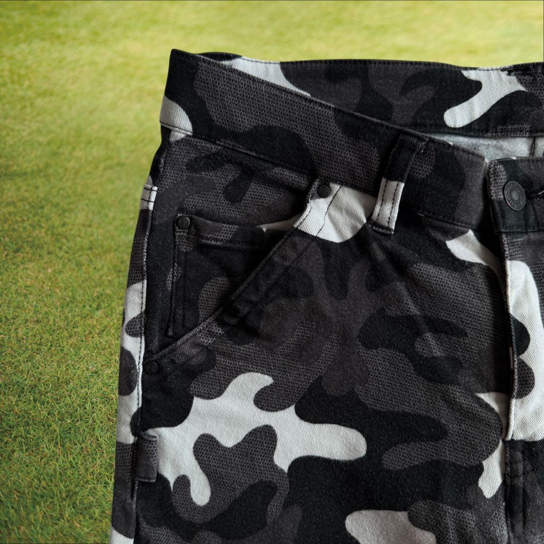 秋冬モデル　パーリーゲイツ　パンツ　迷彩　3 S　ストレッチ　白　黒　アーミー