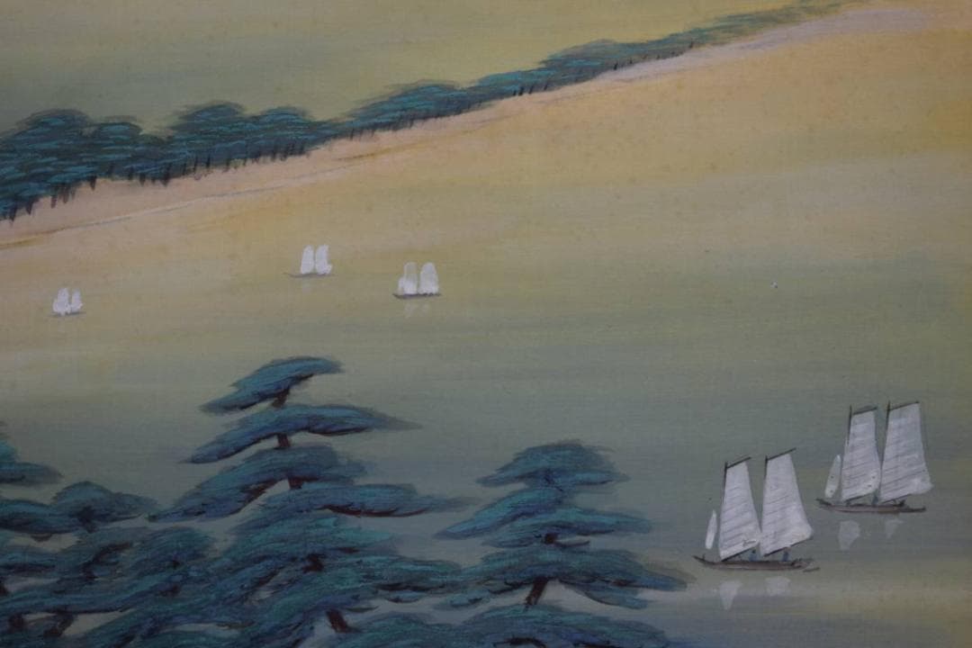 真作/古谷一晁/天乃橋立図/桐共二重箱付/布袋屋掛軸HE-535