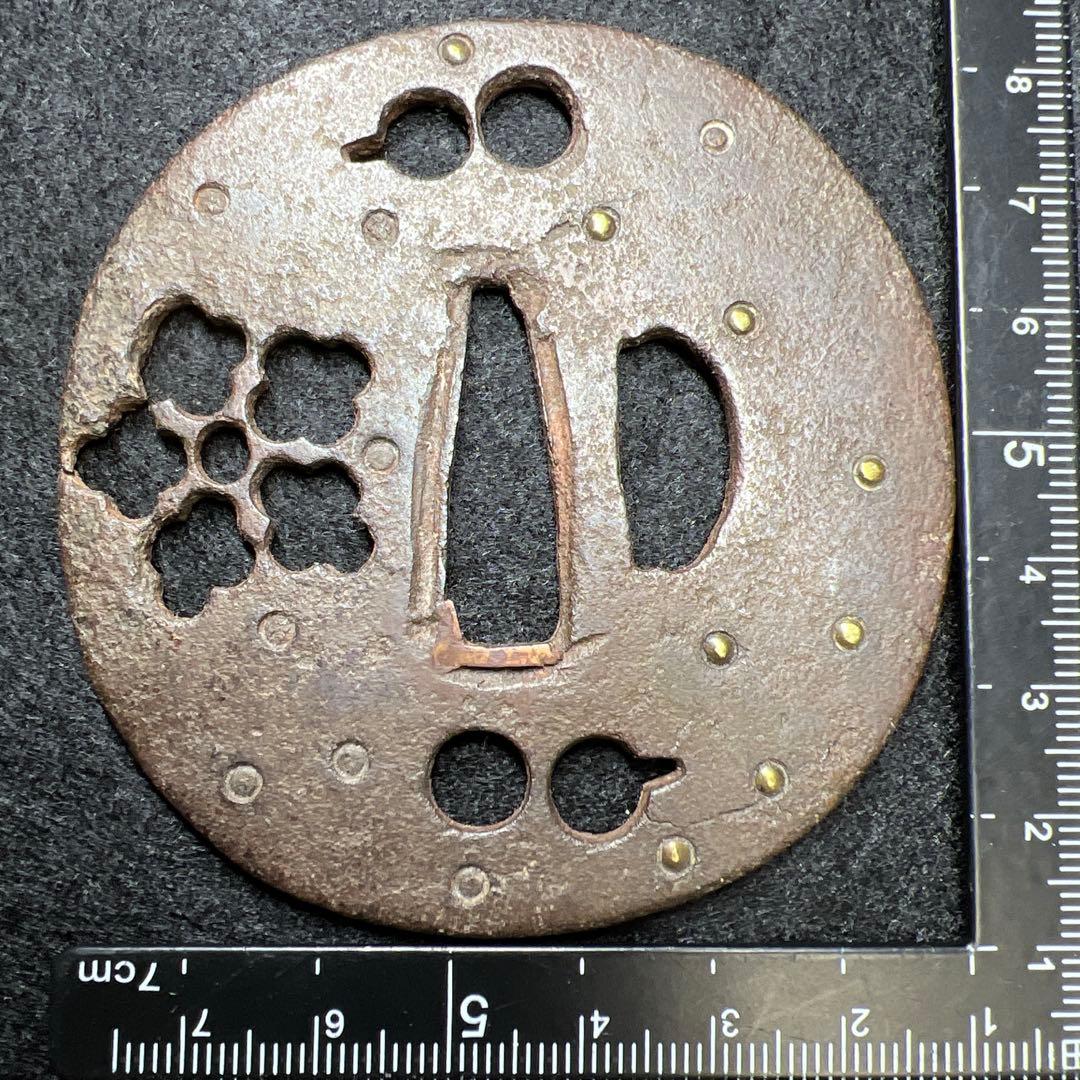 江戸時代　金象嵌鍔　73g 東Y8-0206☆2F