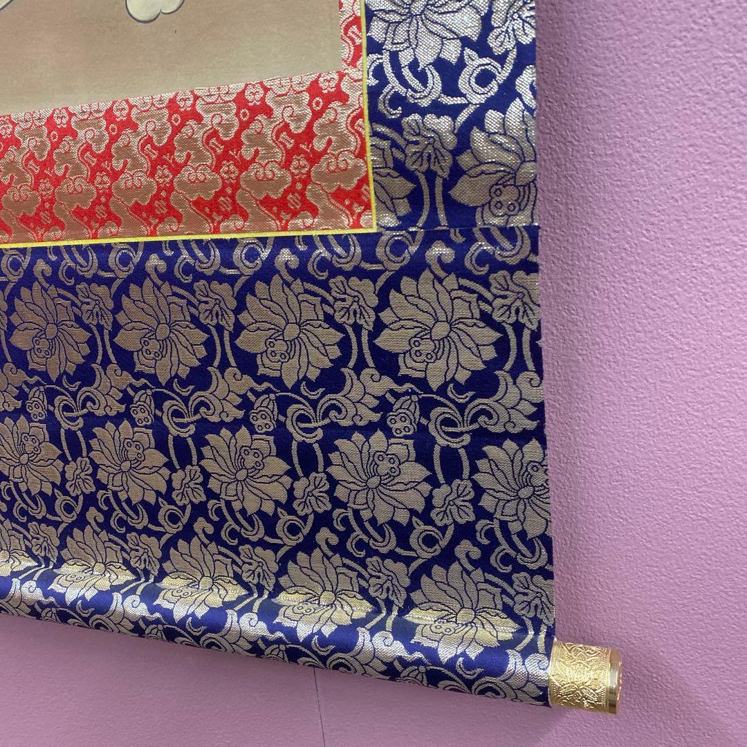 美品 掛け軸 福田素仙作 金地 守護本尊像 共箱 不動明王 千手観音 仏像