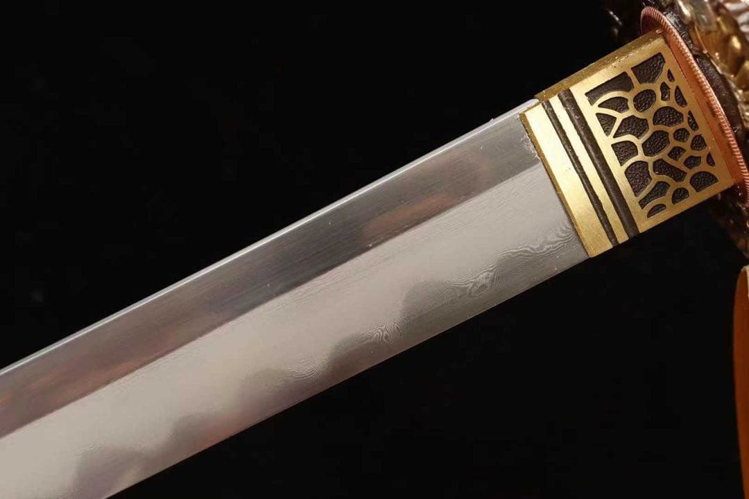 「金菊」 板目肌 銅鍍金装 珍珠魚皮拵 日本刀 模造刀 鑑賞用 高級本格居合刀