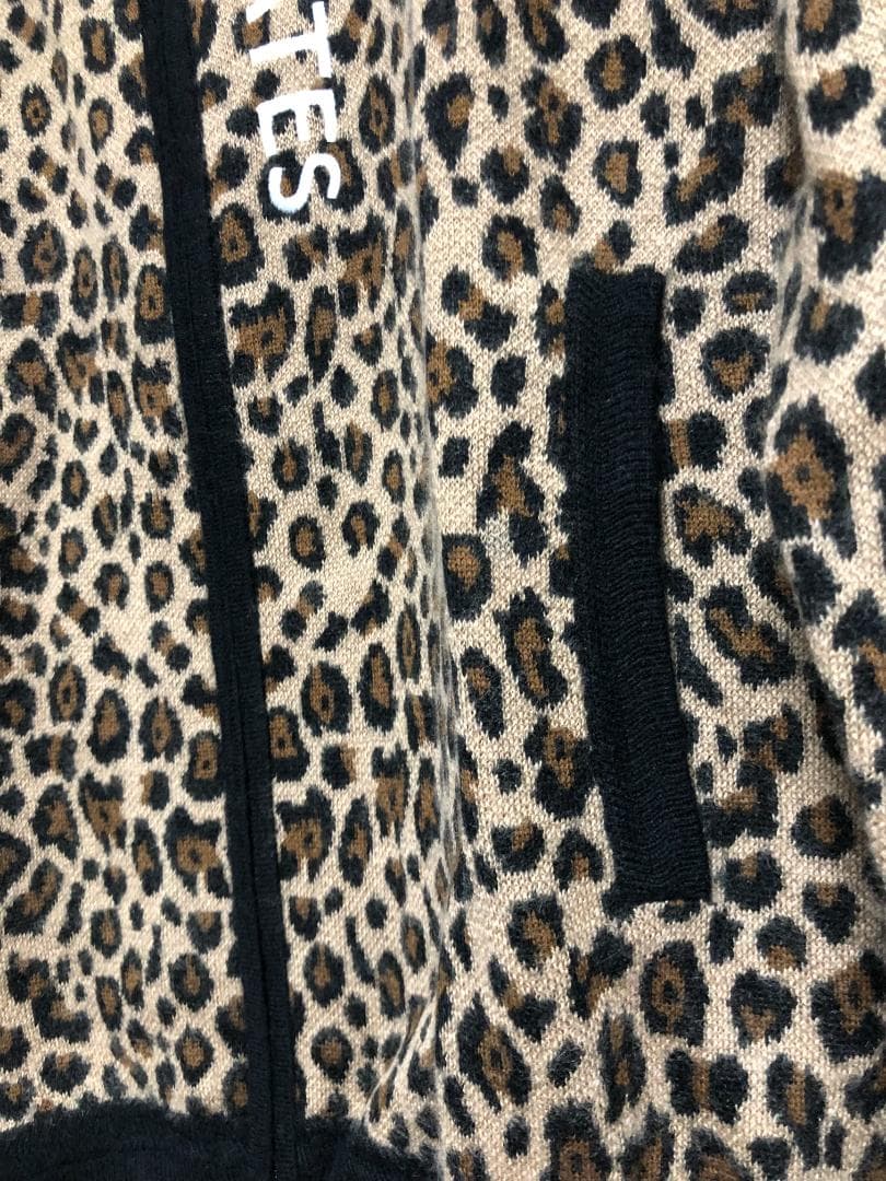未使用 カシミヤ フルジップアップ ニットブルゾン 4 M ヒョウ柄 レオパード