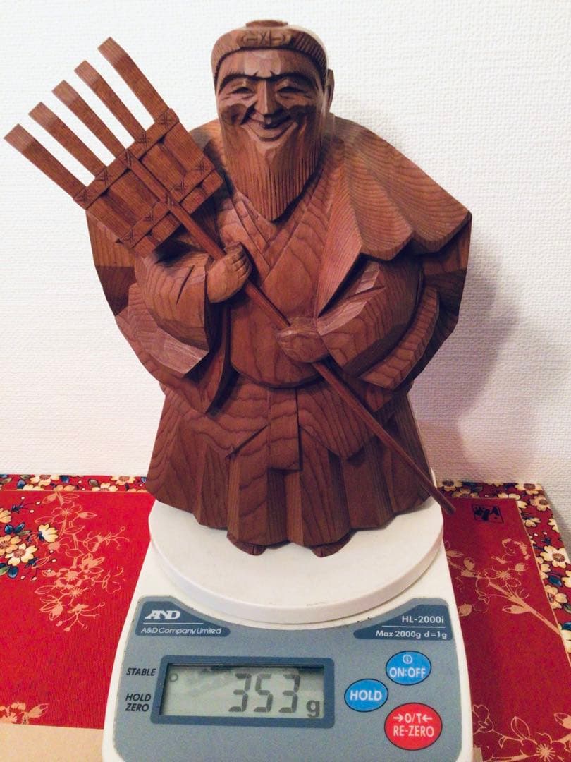 飛騨 伝統工芸士 一位一刀彫 西村公之作 木彫り 高砂人形 縁起物 未展示