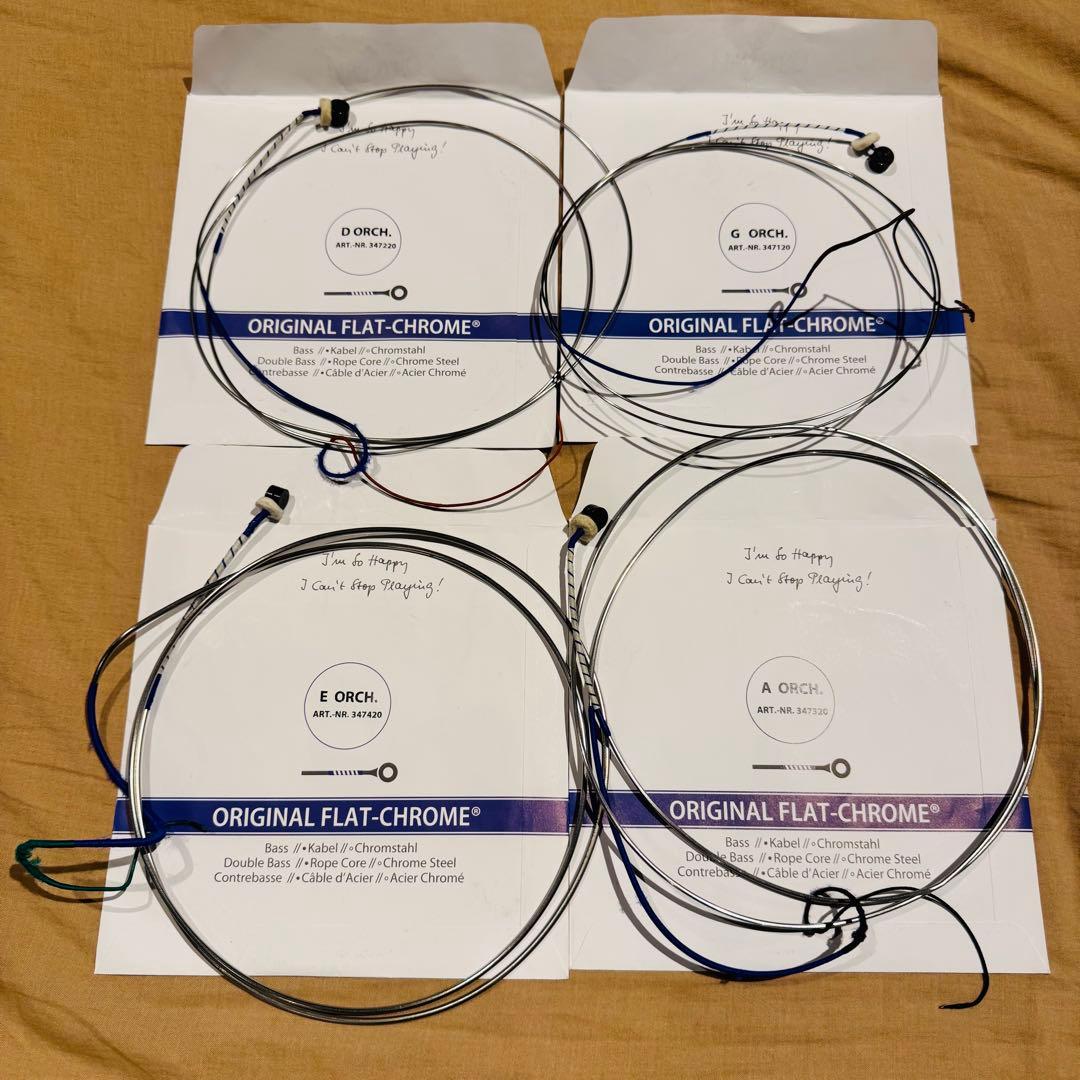ピラストロ オリジナルフラットクロム コントラバス中古弦 GDAEセット