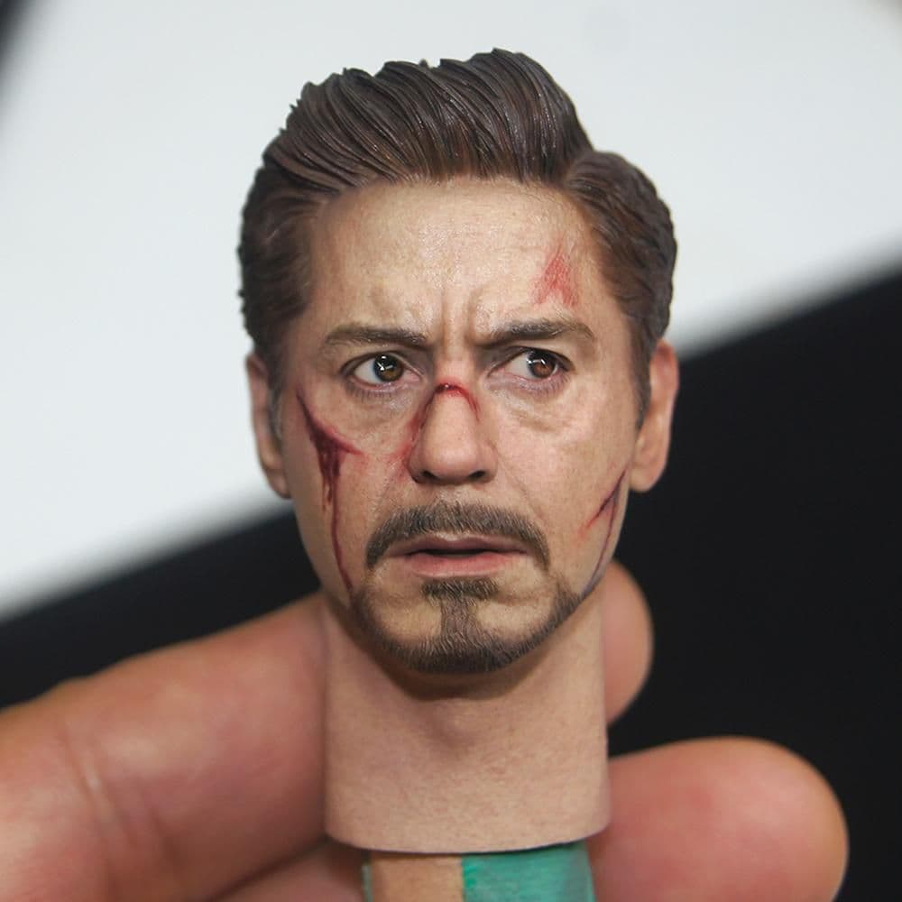トニー アベンジャーズ3 フィギュアヘッド 傷跡付き