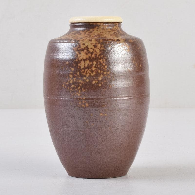 茶道具　備前焼　木村陶峰造　肩衝茶入　仕覆付　共箱　V　8633