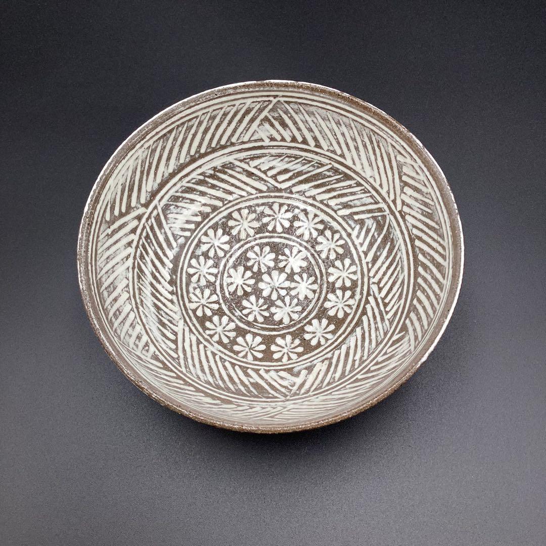 抹茶碗　唐津三島茶碗　須恵窯　徳沢守俊作　古物　共箱入