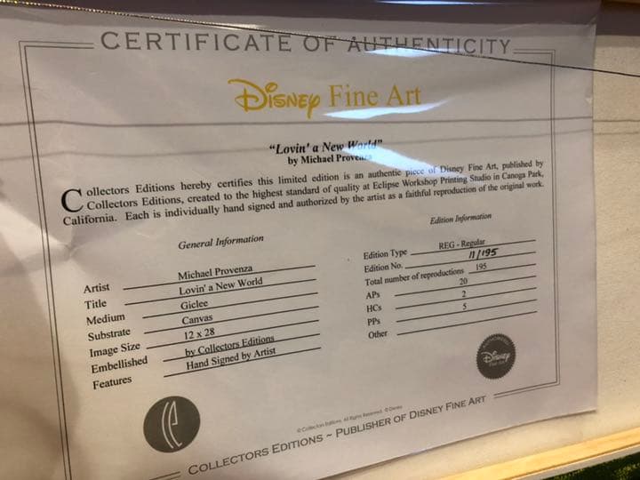 ディズニーファインアート キャンバス 限定 ミッキー&ミニー