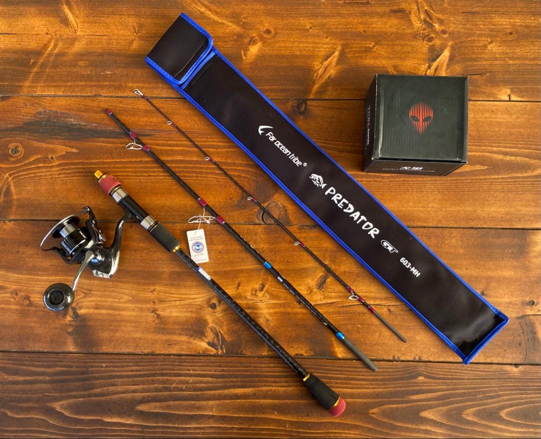 ジギングセット　スピニングパックロッド　Fujiガイド タイラバ　カーボン　MH