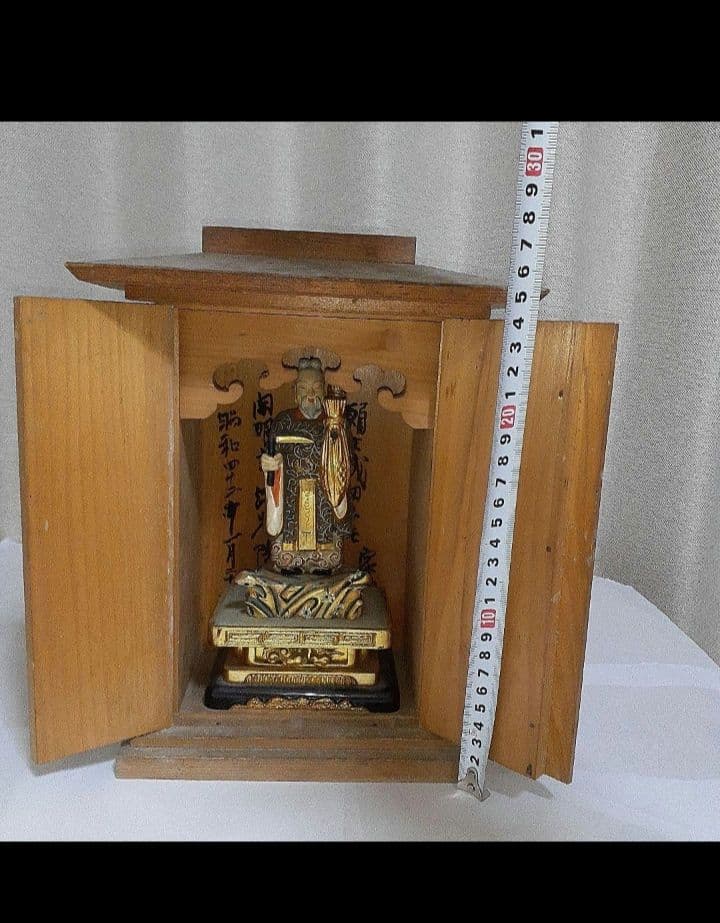 極彩色　稲荷明神　仏像　神像　　厨子