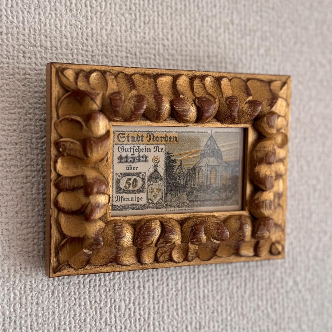 本物保証 アンティーク額装＋希少ノートゲルト5点セット ドイツ