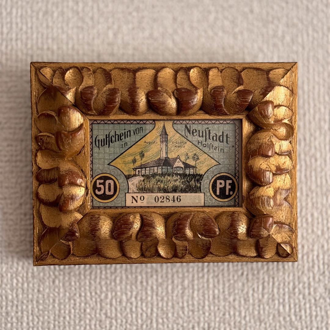 本物保証 アンティーク額装＋希少ノートゲルト5点セット ドイツ