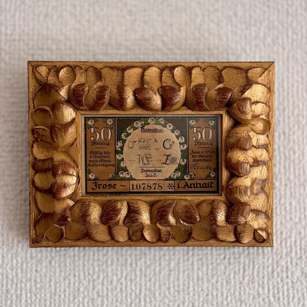 本物保証 アンティーク額装＋希少ノートゲルト5点セット ドイツ