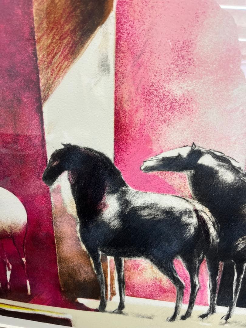 リトグラフ　ポールギヤマン　光の中の馬　直筆サイン　8/200