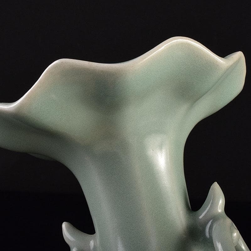 中国　龍泉窯　粉青釉　桔梗口双耳瓶　花入　C　6908