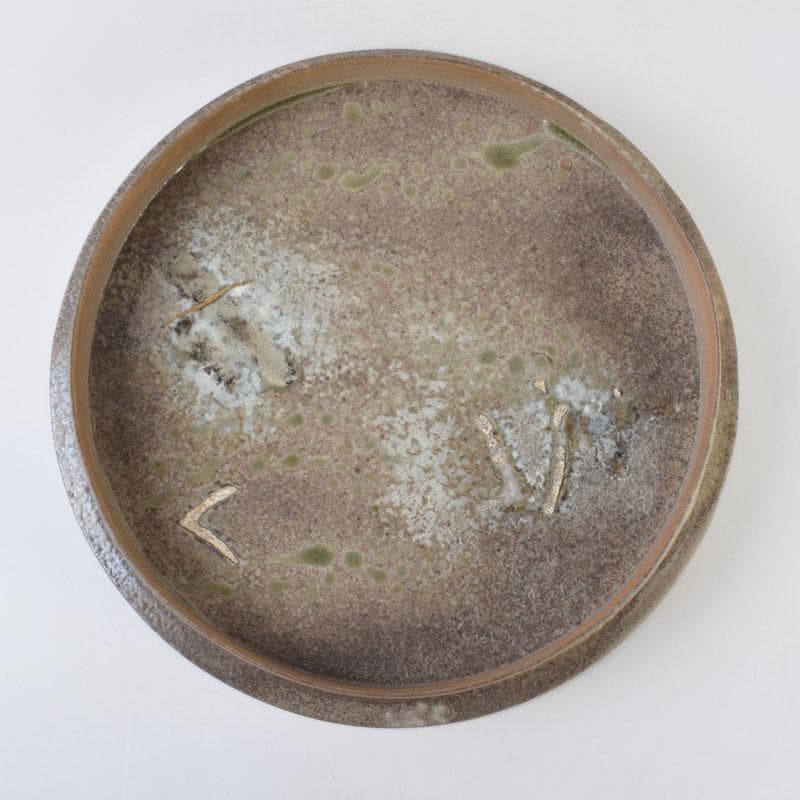 和食器　焼〆　南蛮皿　大皿　在銘　共箱　N　8740A