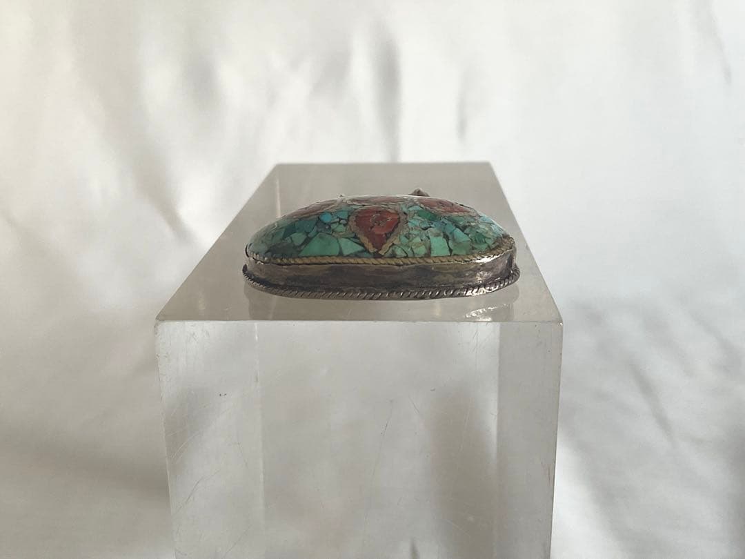 古い中央アジアSV伝統工芸「象嵌細工ペンダントヘッド」