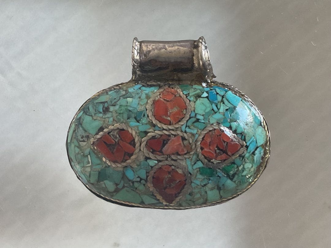 古い中央アジアSV伝統工芸「象嵌細工ペンダントヘッド」