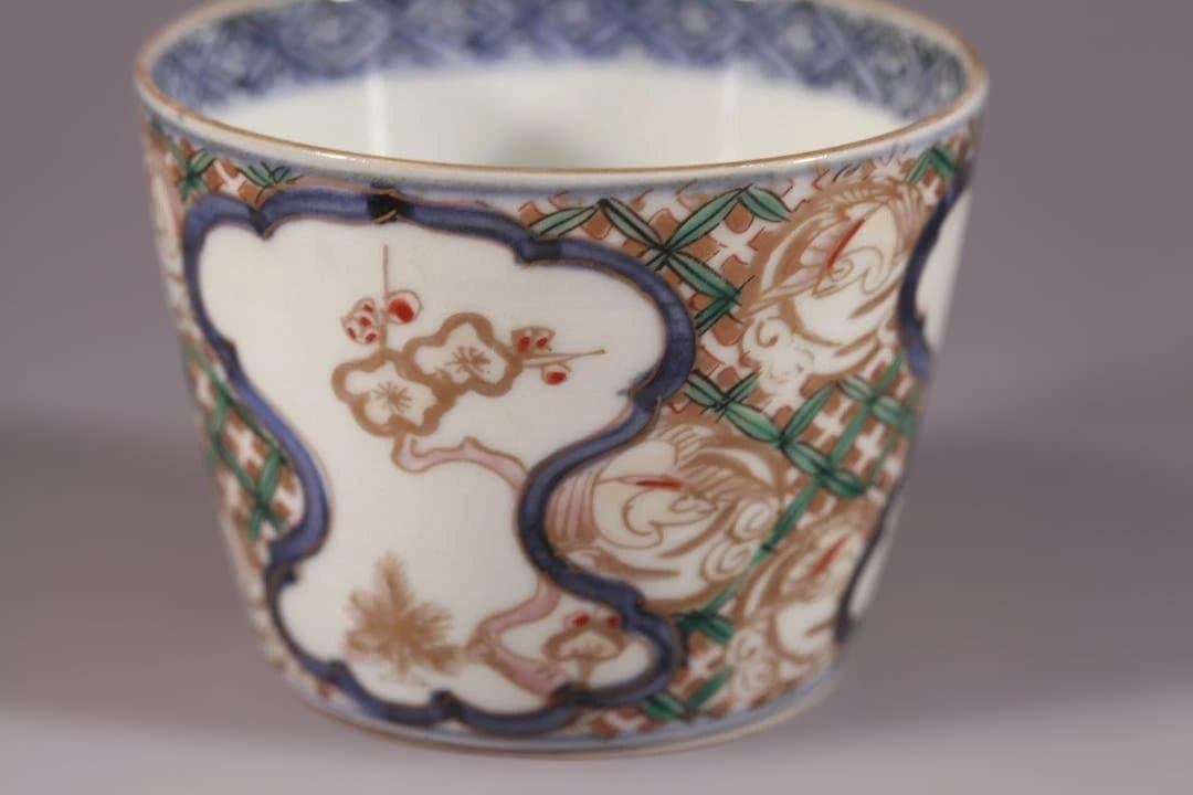 627　古伊万里大振上手色絵蕎麦猪口　無傷美品　江戸中期