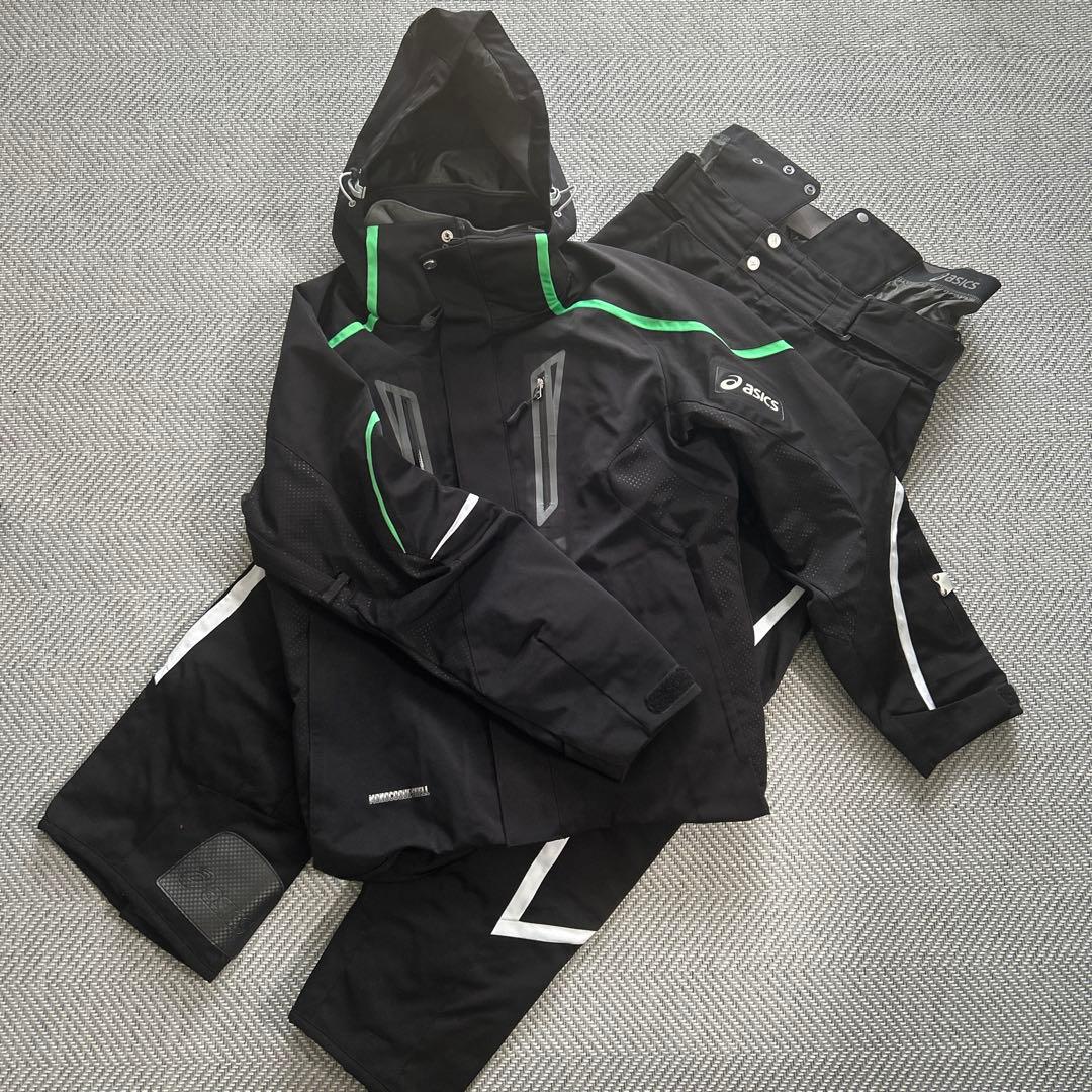 asics スキーウェア 上下セット メンズM 美品 数回使用
