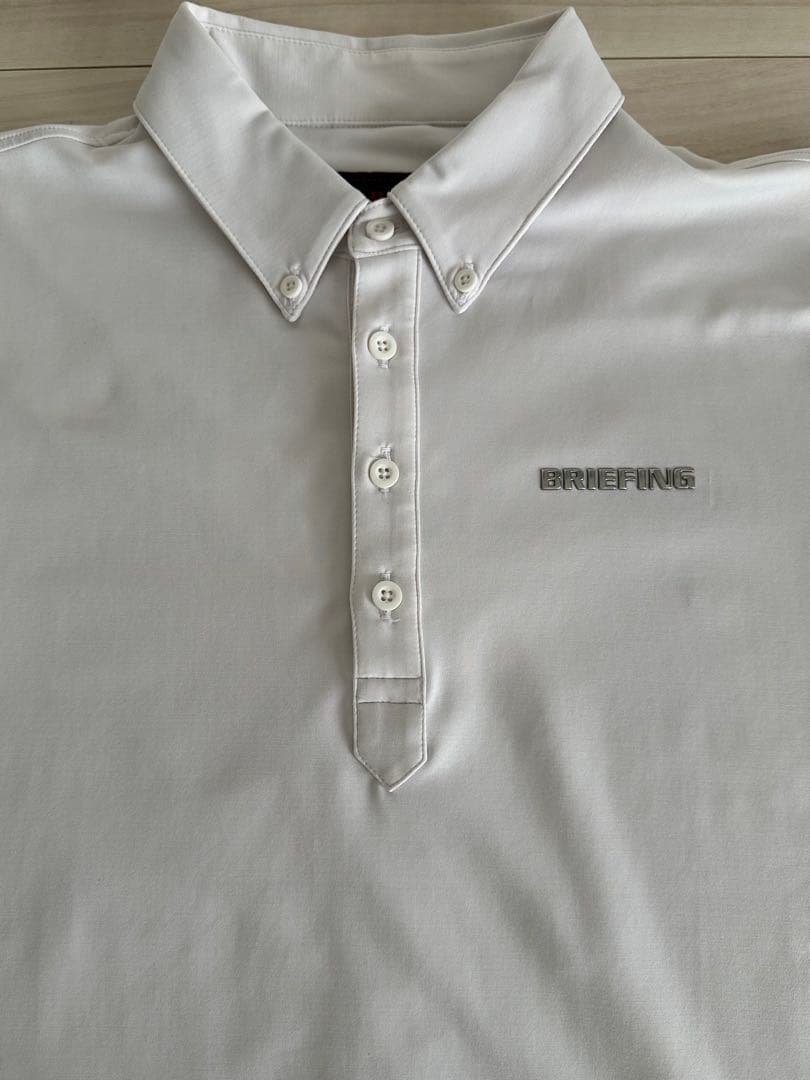 ブリーフィング ゴルフ バックテープロゴボタンダウンポロシャツ ホワイト