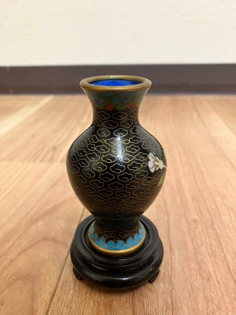 七宝焼　景泰藍　花瓶　2客　時代物　古美術　美術品　骨董品　古物　アンティーク