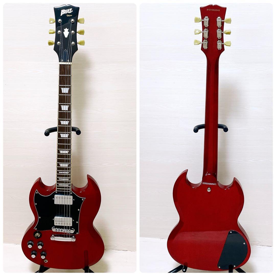 美品 BLITZ SG ブリッツ レフトハンド レフティ エレキギター レッド
