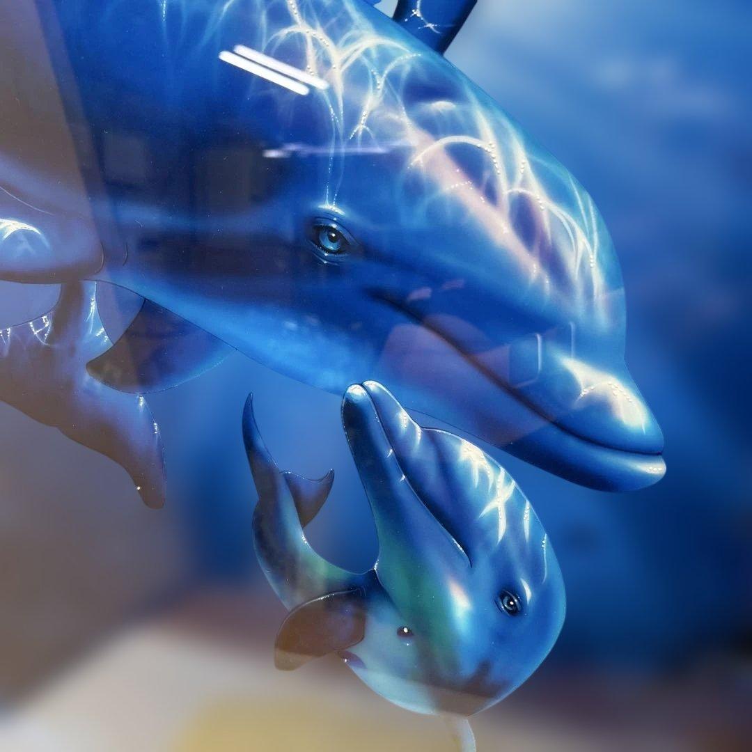 6329 ラッセン●シークレット リーフ イルカ サイン入り マリンアート