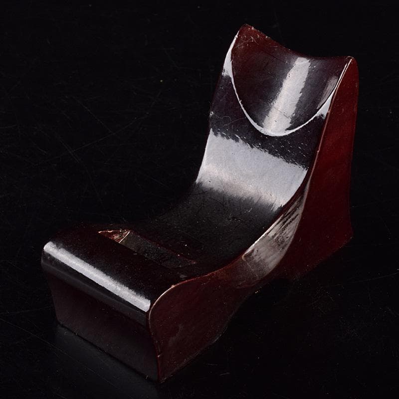 中国　玉石白玉彫刻　白菜　置物　唐木台付　C　R7586