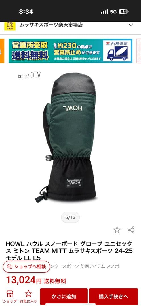 HOWL スキーグローブ グレー/ブラック