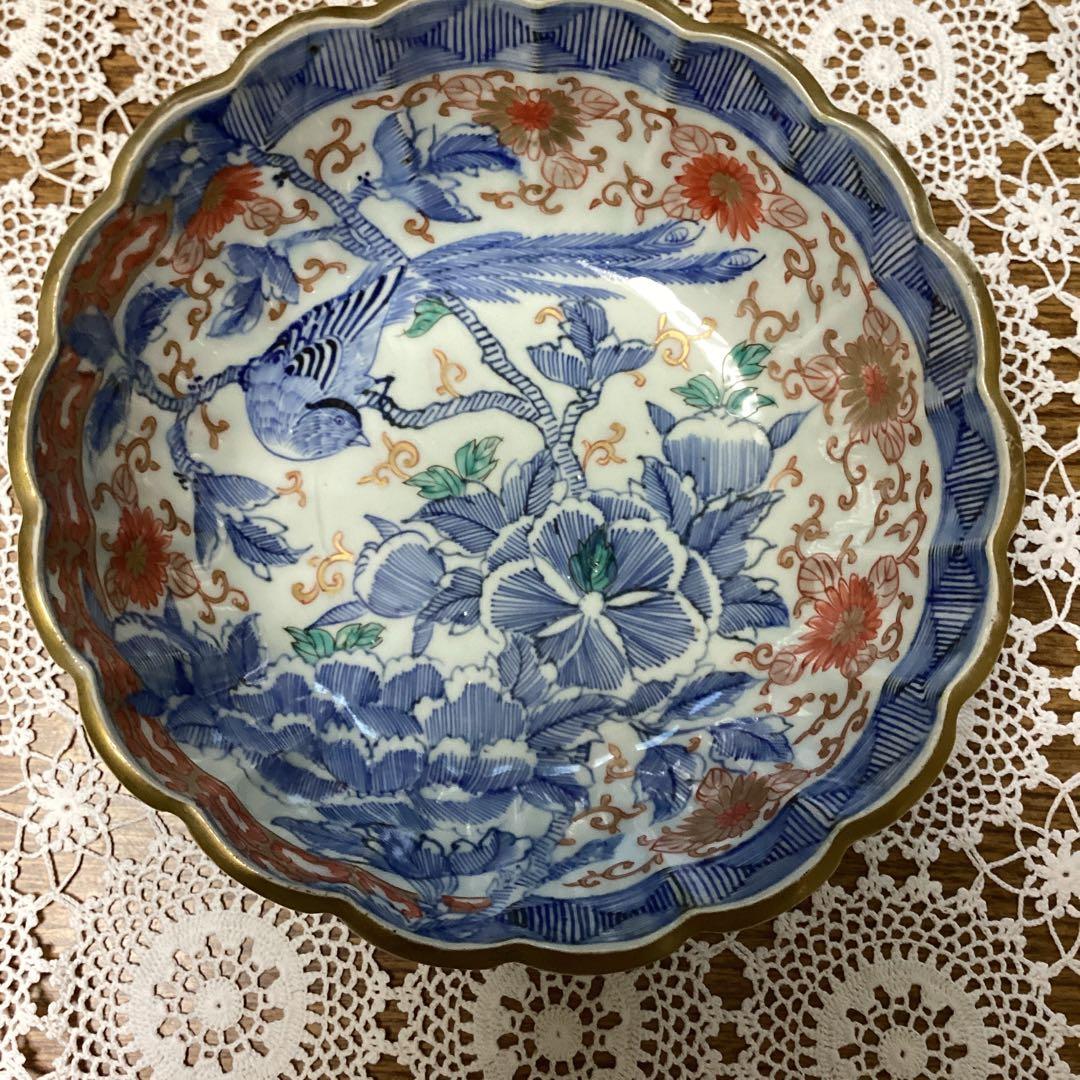 k21 渋草焼　鉢2入り　　陶器の花柄2個セット