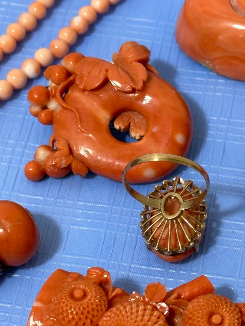 珊瑚 サンゴアクセサリー 珊瑚玉 14k金珊瑚指輪 265グラム