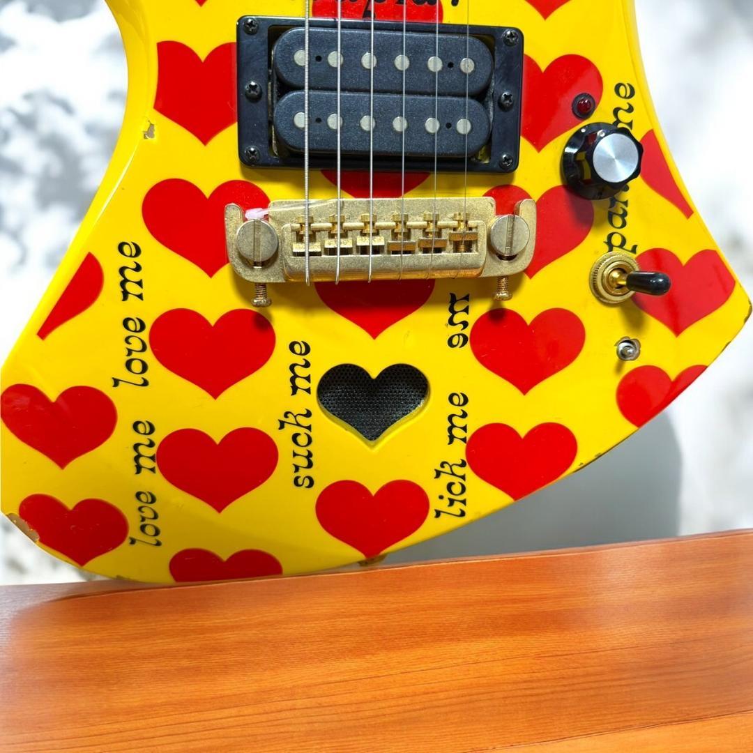 希少品 BURNY イエローハート YH-JR hideモデル ミニエレキギター