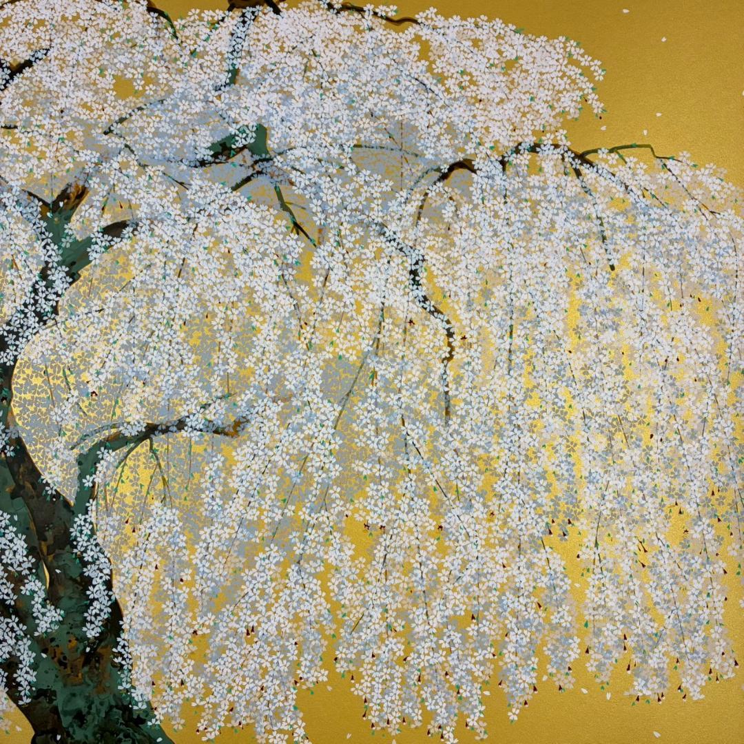 美品 中島千波「久遠寺の瀧桜」シルクスクリーン 大作 直筆サイン・落款有 名画