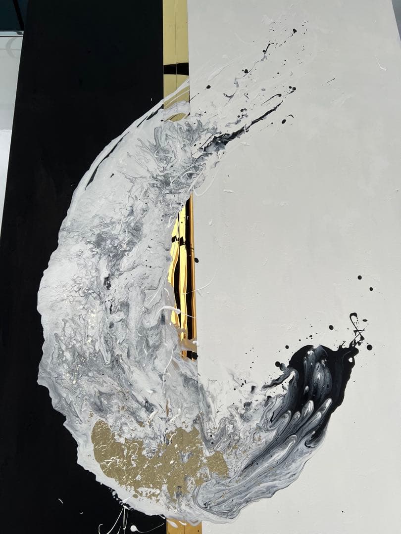 原画/大きい/絵画/アート/抽象画/モダン/ホテル/ブラック/ホワイト/ゴールド