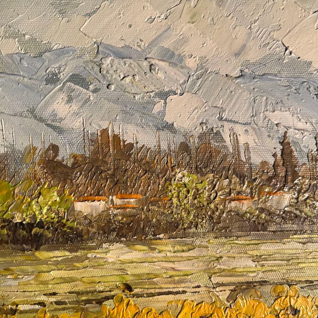 手書き油絵 菜の花畑 肉筆絵画 インテリア 油彩画