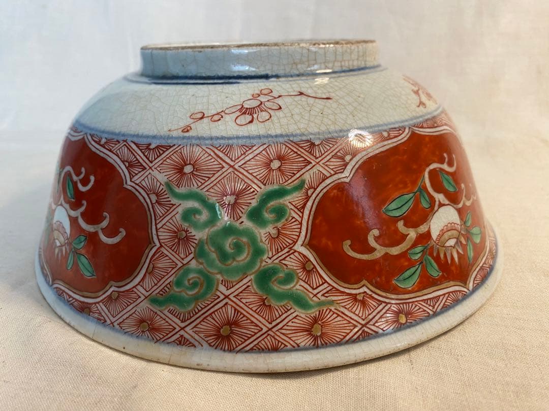 伊万里　古伊万里　大聖寺伊万里　鉢　色絵　獅子の図　花の図　太明