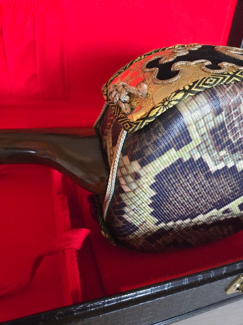 国産　守礼印 ハードケース 琉球 沖縄 三線 全長79cm 蛇皮柄