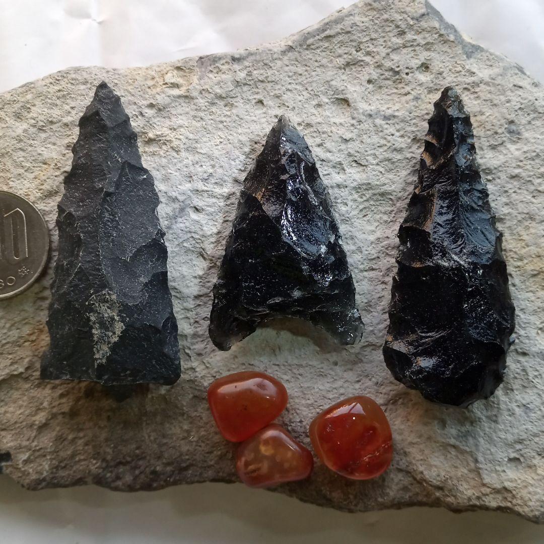 黒曜石 サヌカイト石槍 尖頭器　縄文模写　石器 入門編　　195