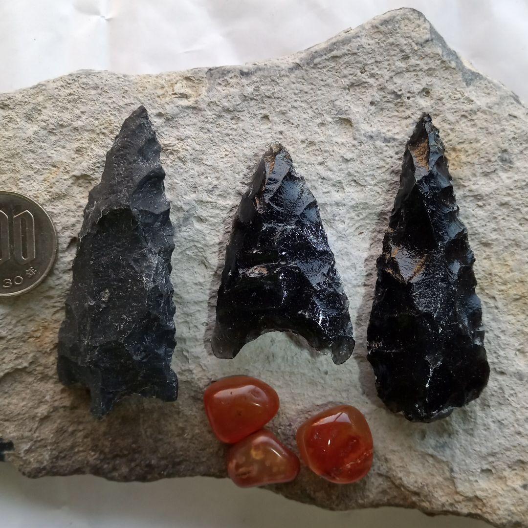 黒曜石 サヌカイト石槍 尖頭器　縄文模写　石器 入門編　　195