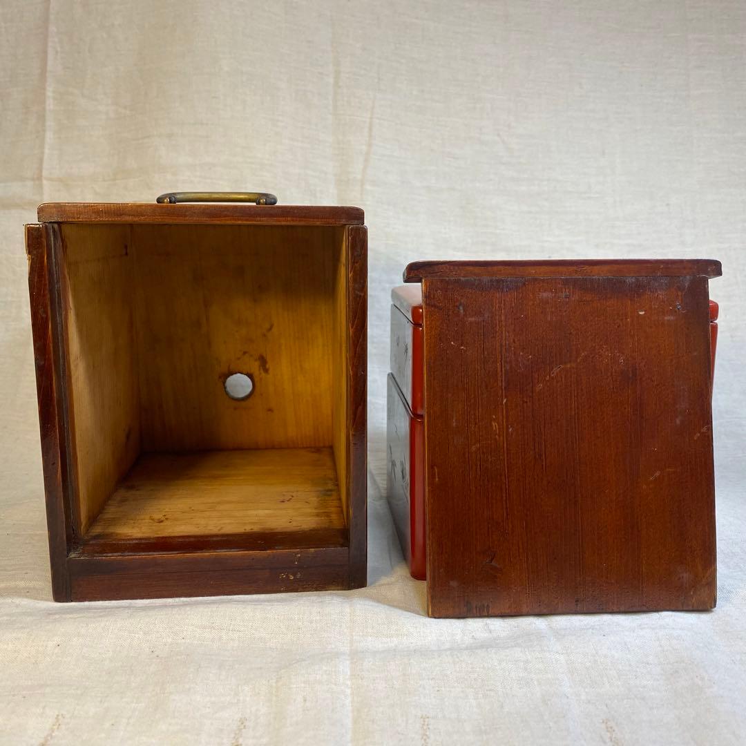 輪島塗　弁当箱　重箱　漆器　木製　外箱付　昭和初期　1客⑧