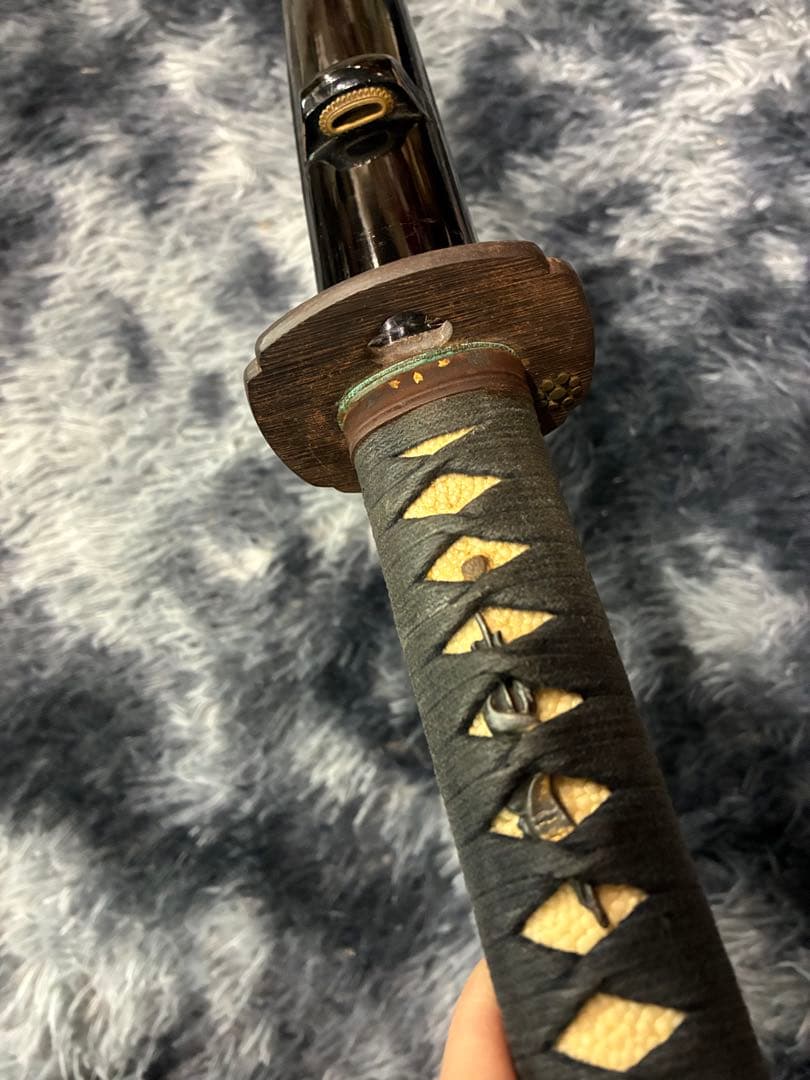 G0）当時物 高級 居合刀 模造刀 日本刀 桜絵木瓜鍔 黒呂鞘 ビンテージ