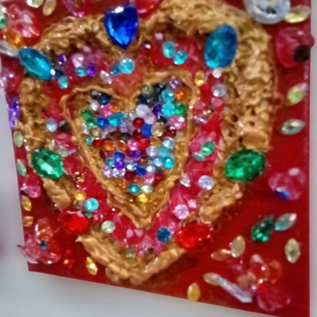 壁掛けアート　赤色二枚セット　15センチ